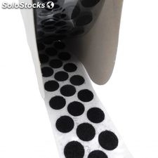 Petits Cercles Velcro Adhésif de 16mm, Femelle-Loop, Noir - Rouleau de 3.750