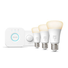 Philips Hue White Kit de inicio: 3 bombillas inteligentes E27 (1100) + botón
