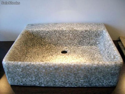 Pica lavabo piedra y resina transparente cuadrada