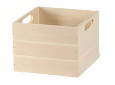 Piccola scatola quadrata in legno con manico