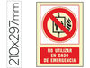 Pictograma syssa señal de no utilizar en caso de incendio en pvc
