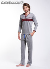 Pijama algodón hombre estampado raya ancha