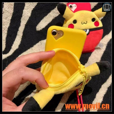 Pikachu Coin Purse Phone Cover iPhone 7 3D Cartoon case fundas