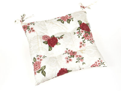 Pikowana poduszka/siedzisko na krzesło TROPIK 40x40 - różowe róże