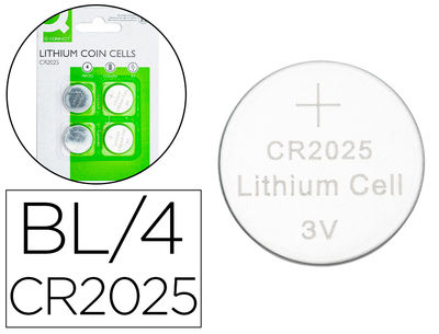 Pila q-connect tipo boton litio CR2025 3V blister de 4 unidades