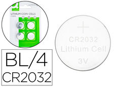 Pila q-connect tipo boton litio CR2032 3V blister de 4 unidades