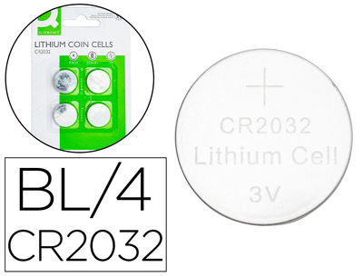 Pila q-connect tipo boton litio CR2032 3V blister de 4 unidades