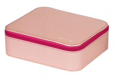 Pink PU de cuero caja de cosméticos con cremallera - Foto 2