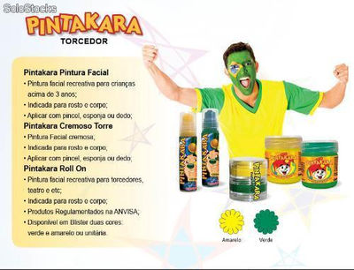 Pintakara Torcedor - Tinta Facial Verde e Amarelo