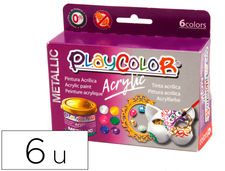 Pintura acrilica playcolor acrylic metallic 40 ml caja de 6 unidades colores