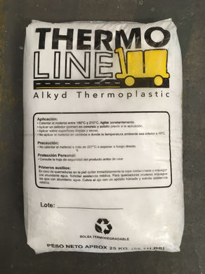 Pintura termoplastica por extrusion, sacos de 25 kg blanco o amarillo