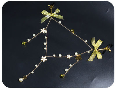 Pinza para pezones estilo collar con perlas florales y cascabeles - Foto 4