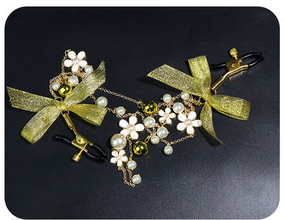 Pinza para pezones estilo collar con perlas florales y cascabeles - Foto 5