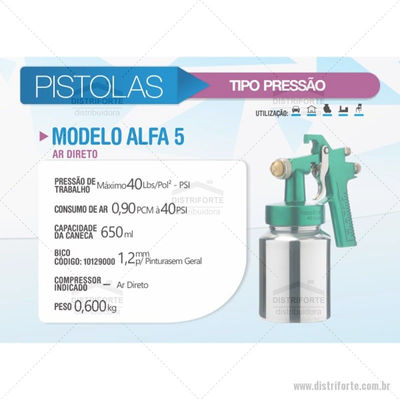 Pistola de Pintura Arprex Ar Direto modelo Alfa 5