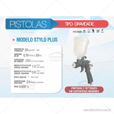 Pistola de Pintura Arprex Gravidade Stylo PLus 1,0mm