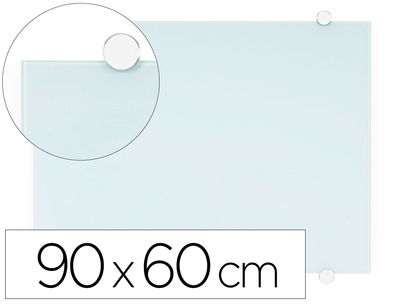 Pizarra blanca q-connect cristal magnetica marco aluminio 90X60 cm