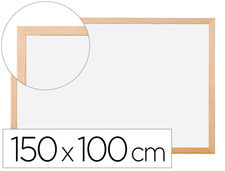 Pizarra blanca q-connect laminada marco de madera 150X100 cm