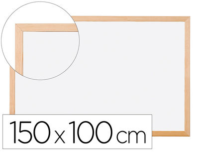 Pizarra blanca q-connect laminada marco de madera 150X100 cm
