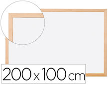 Pizarra blanca q-connect laminada marco de madera 200X100 cm