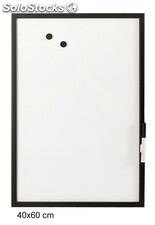 Pizarra con tablero blanco y marco color negro - 60 x 40 cm - Sistemas David