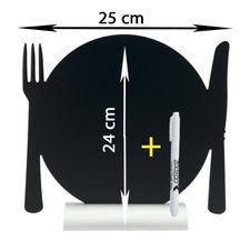 Pizarra de mesa plato aluminio 24x25cm