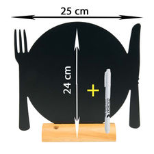 Pizarra de mesa plato madera 24x25cm
