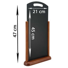 Pizarra de mesa redondeada asa marron oscuro 47x26cm