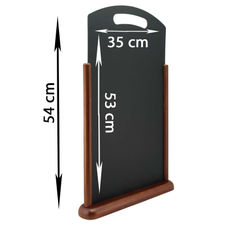 Pizarra de mesa redondeada asa marron oscuro 54x35cm