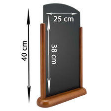 Pizarra de mesa redondeada marron oscuro 40x25cm