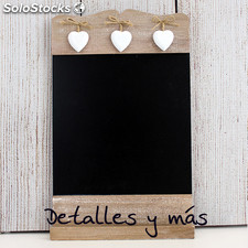 Pizarra Vintage corazones blancos. Decoración para bodas