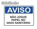 Placa - Aviso Não jogue papel no vaso sanitario