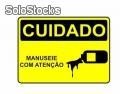 Placa - Cuidado Manuseie com atenção