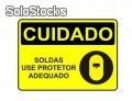 Placa - Cuidado Soldas use protetor adequado