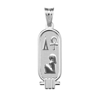 Placa de colgante de plata primera ley 10x25 Símbolos egipcios de Madre