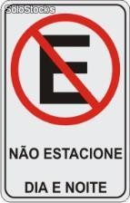 Placa em Alumínio - Proibido Estacionar Dia e Noite