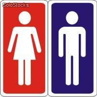 Placa em Poliestireno - Banheiro Masculino e Feminino