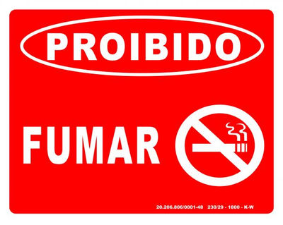 Placa fotoluminescente proibido fumar