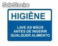 Placa Higiêne Lave as mãos antes de ingerir qualquer alimento