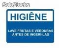 Placa Higiêne Lave frutas e verduras antes de ingerí-las