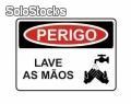 Placa - Perigo Lave as mãos