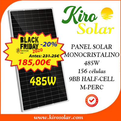 Placa solar monocristalina Kiro Solar 485W/24V M-PERC 156 células