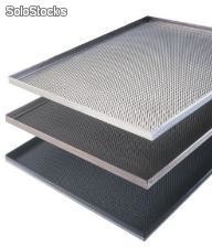 Plaque patissiere aluminium - bord 90° - perforee- épaisseur : 15/10e- 1,5 mm - biflon 60 - 400 x 600 mm