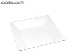 Plato bol de plástico cuadrado hondo color blanco, caja 96 unidades