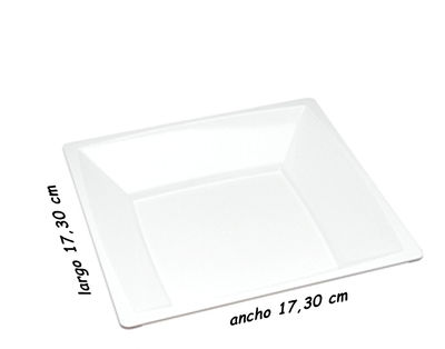Plato bol de plástico cuadrado hondo color blanco, caja 96 unidades - Foto 2
