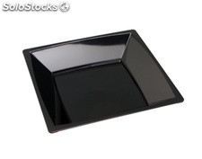 Plato bol de plástico cuadrado hondo color negro, caja 96 unidades