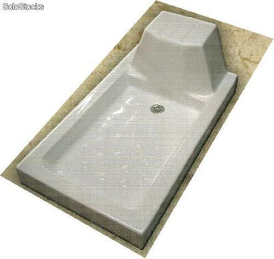 Plato de ducha rectangular con asiento - Medidas: 1,60 x 0,70 x 0,14 asiento 0,4