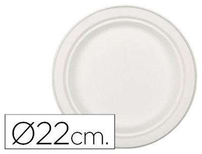 Plato de fibra natural nupik biodegradable blanco 22 cm de diametro apto