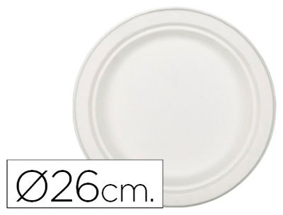 Plato de fibra natural nupik biodegradable blanco ovalado 26 cm apto microondas