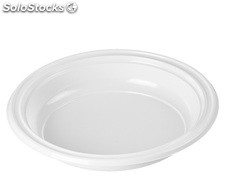 Plato de plástico hondo redondo color blanco, 20,5 cm, caja 1400 unidades