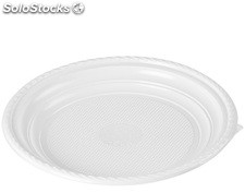 Plato de plástico llano con lengüeta color blanco, 20,5 cm, caja 1000 unidades